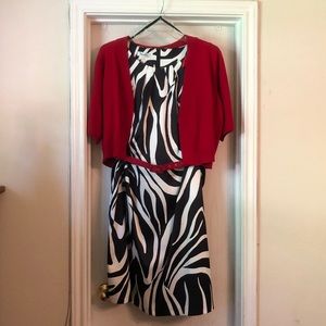 Zebra Print Dress with Red Shell